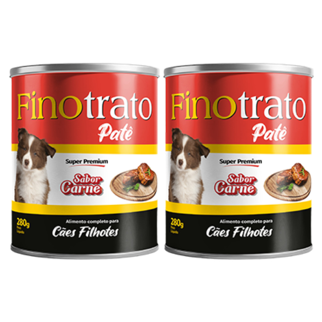Kit 2 Patês Finotrato Sabor Carne Original para Cães Filhotes 280 g