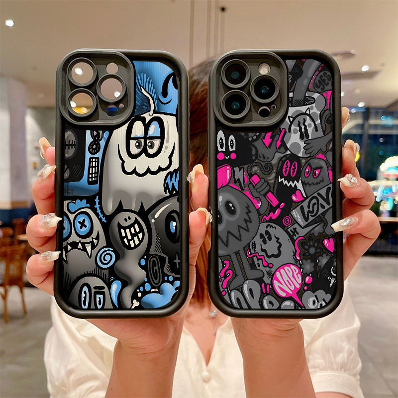 Capinha Capa Para Redmi 8 9A 10C A2 A3 A5 Nota 8 9 9s 10s Pro Monstro Graffiti Anti-Queda