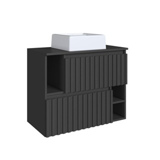 Gabinete de Banheiro Suspenso 75cm com Cuba 2 Portas Basculante Grafite Luiza BL1000 - Faema Móveis em Oferta na Shopee