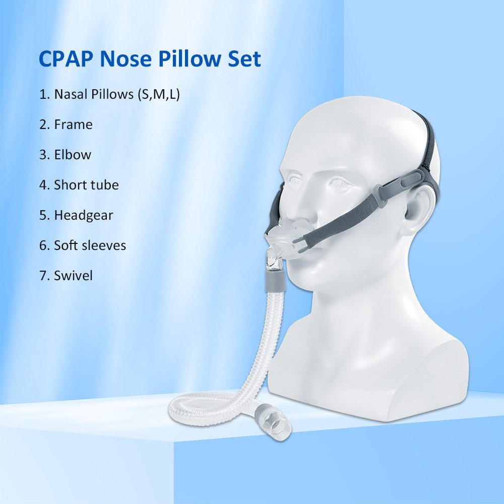 Conjunto De Máscara De Travesseiro Nasal Para Máquina Cpap Auto Bpap Com Almofadas De Silicone De 3 Tamanhos E Arnês Ade