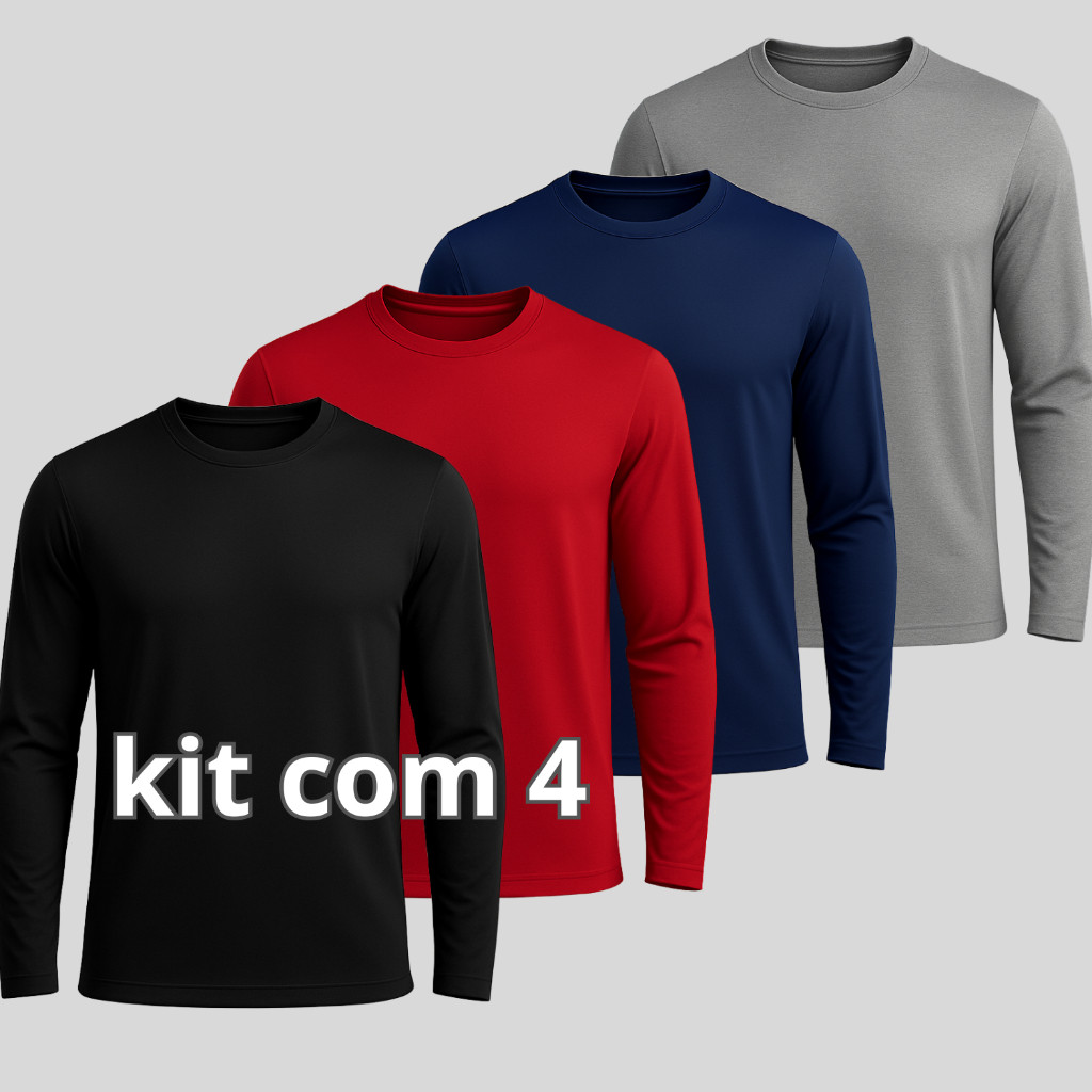 Kit 4 Camisetas Uv 50 Masculina Proteção Solar Leve Manga Longa Treino Praia Pesca Corrida Ciclismo Academia Dry Fit em Oferta na Shopee