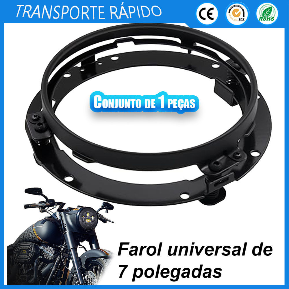 1 Unidade Preto Suporte Farol Led Angel Eyes 7 Polegadas Para Jeep Fusca Opala Kombi Troller Constelation Universal