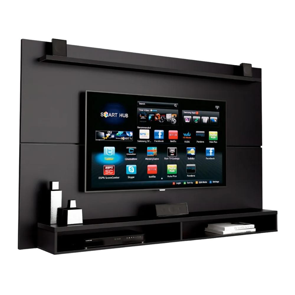 Painel Para TV Até 65 Polegadas Com Prateleira 1,80m Max Preto