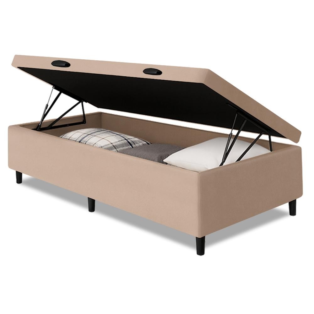 Cama Box com Baú Solteiro 0,88m com 41cm de Altura Prince Bege em Oferta na Shopee
