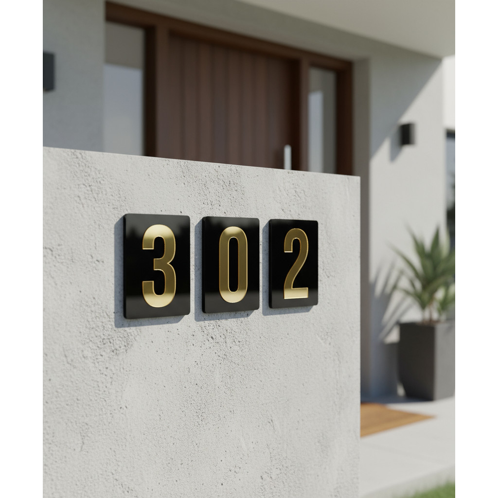 Kit 2 Números Residencial Acrílico Espelhado - Apto Casa