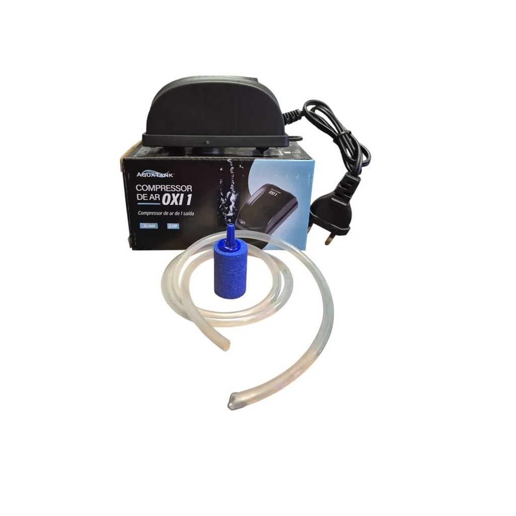 Compressor Ar Oxigênio Aquário Mangueira Pedra Porosa 220v