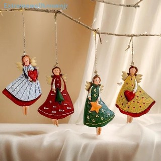 EJBR 4 Pçs/Set Decoração De Anjo Vintage Fany Ornamento De Árvore De Natal De Madeira Para Casa Presente De Ano Novo Que