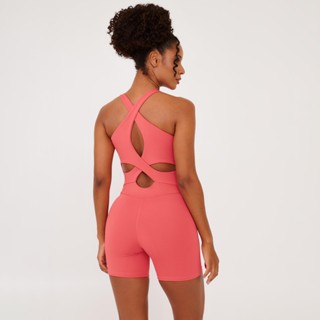 Macaquinho Transpassado Costas Flower Coral Poliamida Com Bojo em Oferta na Shopee