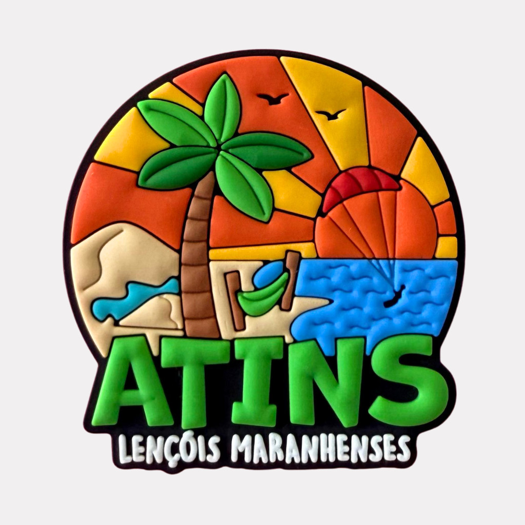 Imã de Geladeira Emborrachado Atins MA - Lembrança Lençóis Maranhenses Praia Kitesurf