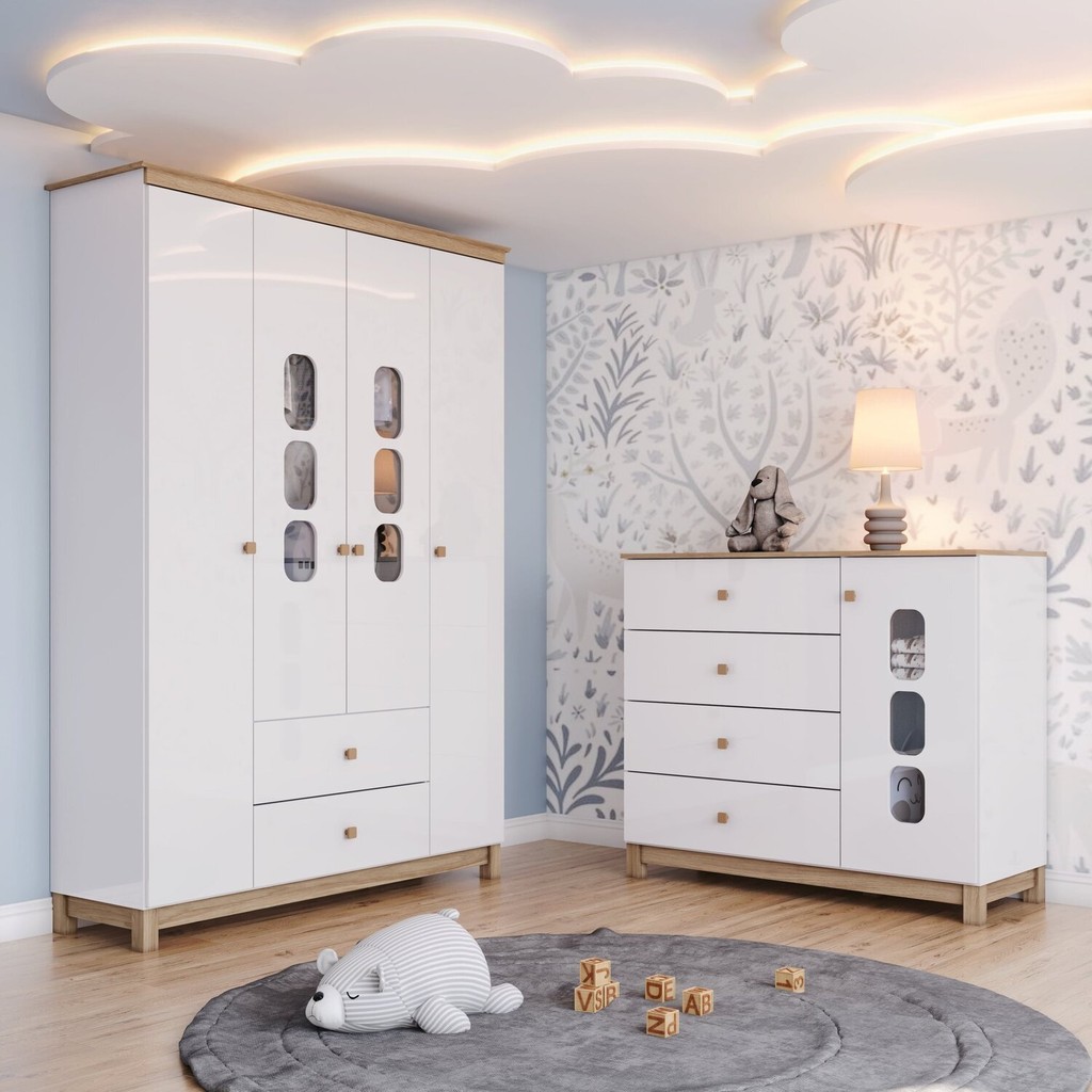 Conjunto Quarto de Bebê Guarda-roupa e Cômoda Sophia Espresso Móveis em Oferta na Shopee