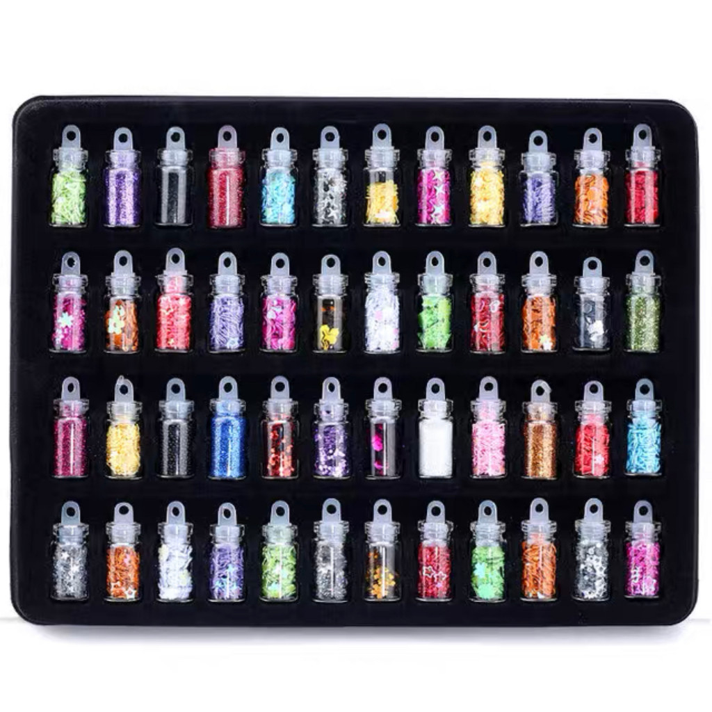 Glitters e Lantejoulas KIT 48 Potinhos Caviar/Estrelas/Coração Sortidos em Oferta na Shopee
