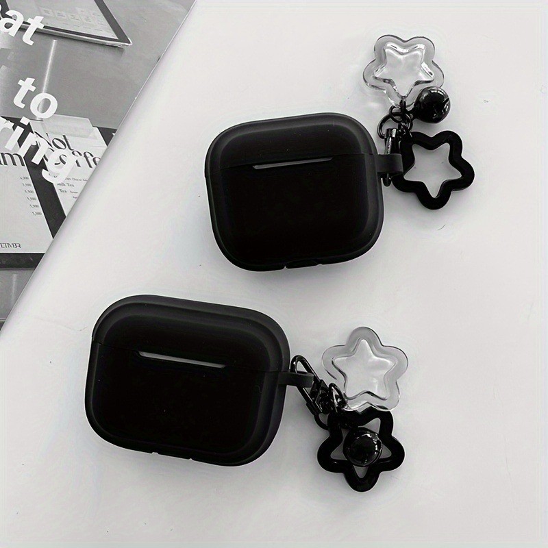Capa De Silicone Preta Com Chaveiro Para Airpods Pro/Pro2 Fone De Ouvido Proteto