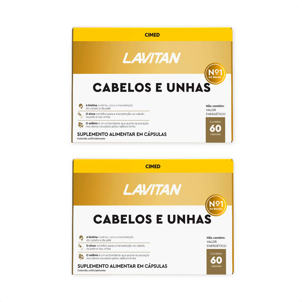 Kit 2 Suplemento Alimentar Lavitan Cabelos e Unhas Mulher - 60 Cápsulas