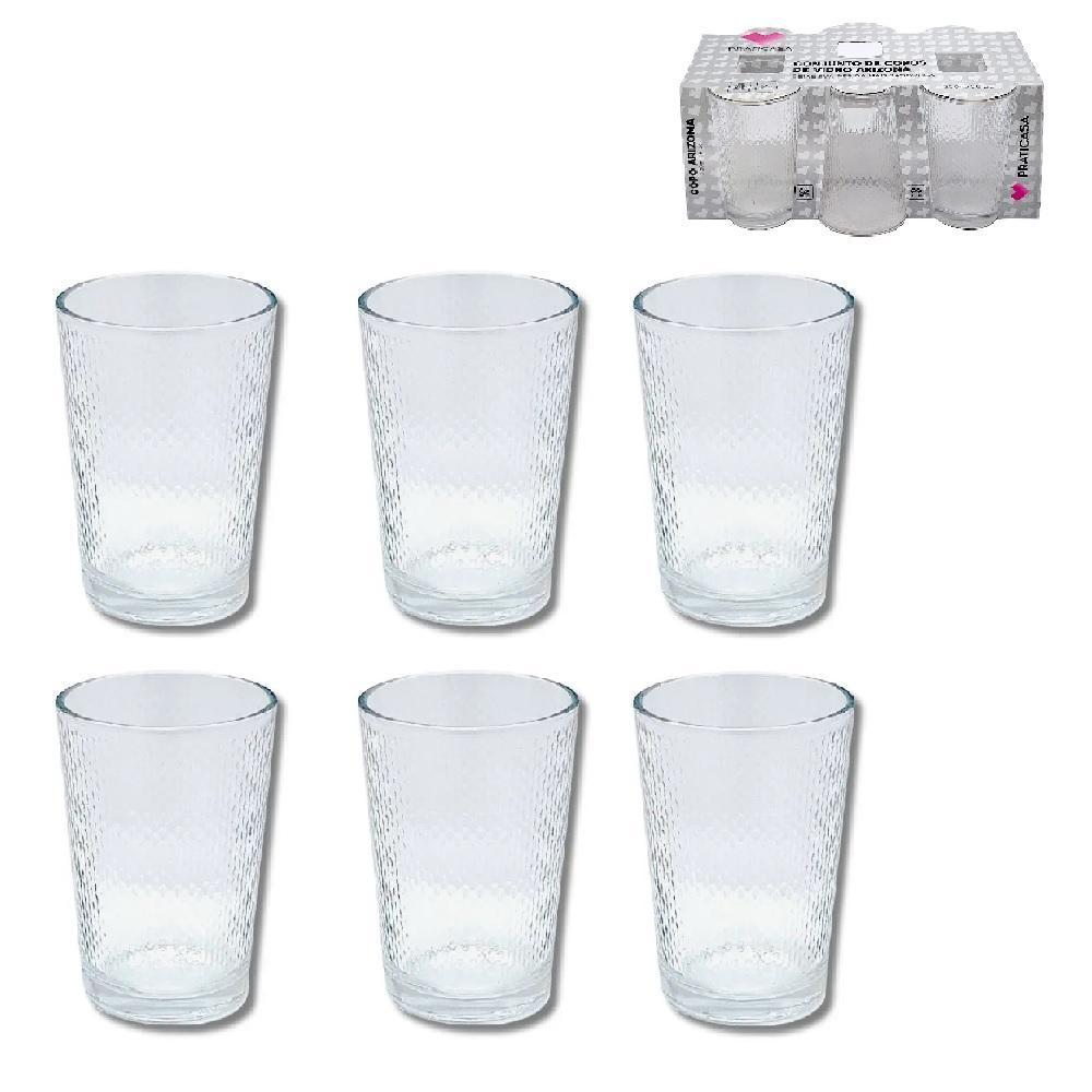 KIT JOGO 6 COPO VIDRO ARIZONA BEBIDAS AGUA SUCO CERVEJA DRINKS 200ML DIAMOND BAR RESTAURANTE BAIXO MULTIUSO CONJUNTO RED