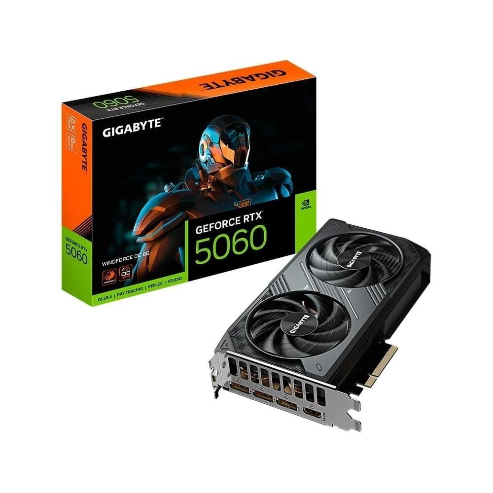 Placa de Video Gigabyte Nvidia Geforce Rtx 5060 8GB Gddr7 Windforce Oc, Dlss, Ray Tracing, Dual Fan