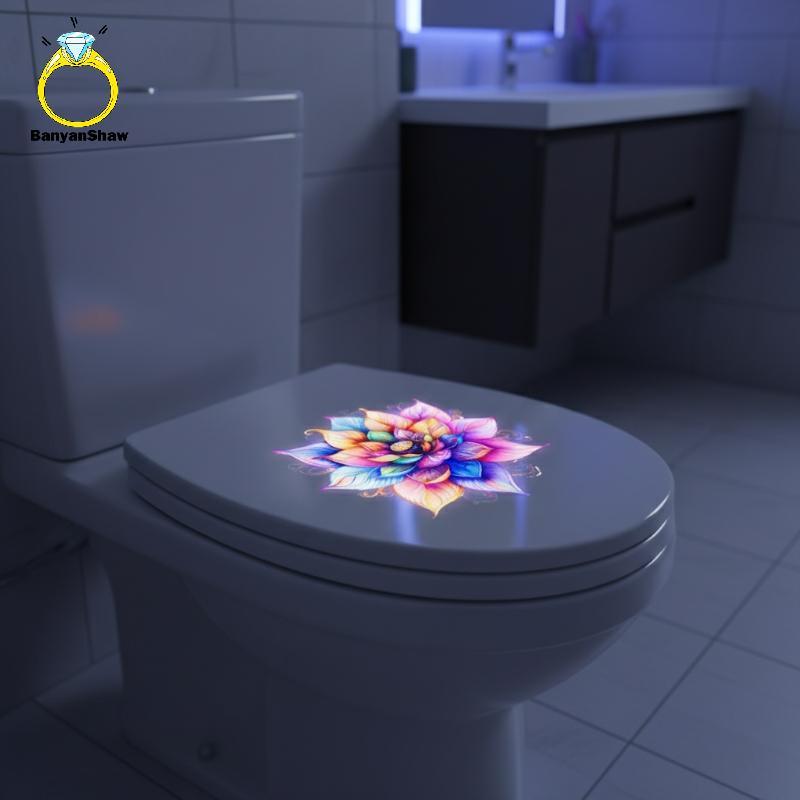 [BANY] Brilhante Arco-Íris Lótus Mandala Parede Stier Design Luminoso Para Banheiro Removível Adesivo Arte Decoração Bom