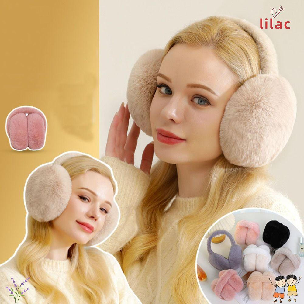 LILAC Aquecedor De Orelha De Pelúcia , Protetores Quentes De Inverno De Cor Sólida Masculinos Dobráveis E Espessos Com P