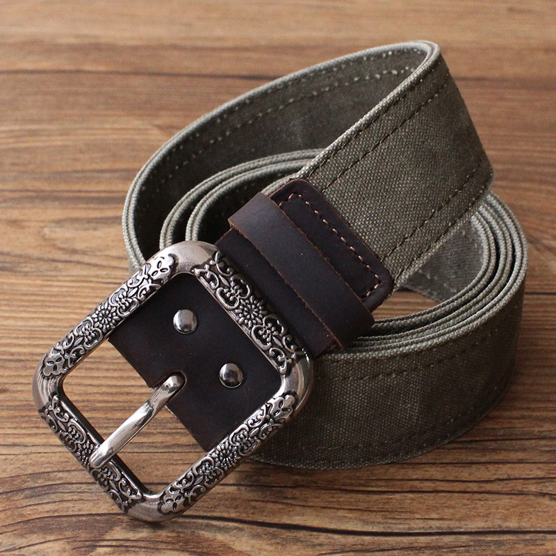 Cinto japonês macacão masculino padrão pino fivela cinto Retro lona Casual Jeans cinto de pano jovem