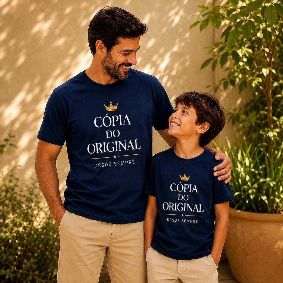 Kit Camisetas Pai e Filho Cópia do Original 100% Algodão Presente Dia dos Pais Tal Pai Tal Filho Super Pai Premium