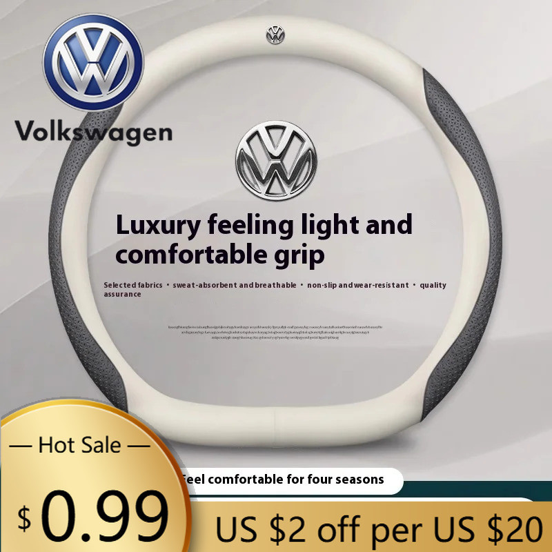 Para Volkswagen VW Fibra De Carbono Couro Capa Volante Do Carro Passat B5 B7 B8 Golf 4 5 6 7 8 Touareg GTI Beetle