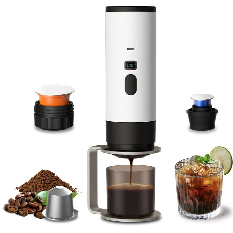 Cafeteira Expresso Portátil 3 em 1 Sem Fio para Cápsulas USB Recarregável Carro Casa e Camping