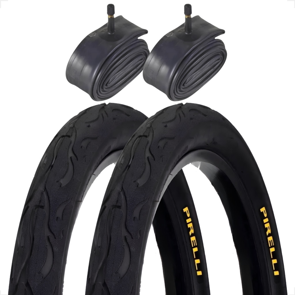 Par Pneu Bicicleta Pirelli Balão Tornado Tipo Flame Aro 24 x2.125 + Camara de ar aro 24 Shiver