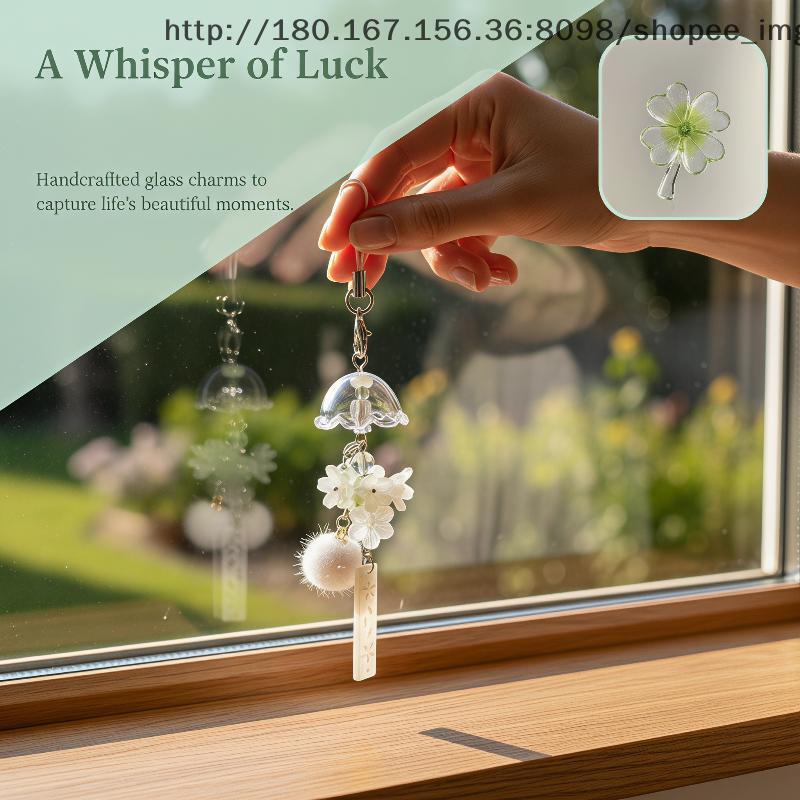 [BI] Carrilhão De Vento Fofo Flor De Água-Viva Transparente Ginkgo Ornamento De Suspensão Exclusivo Para Decoração De Qu