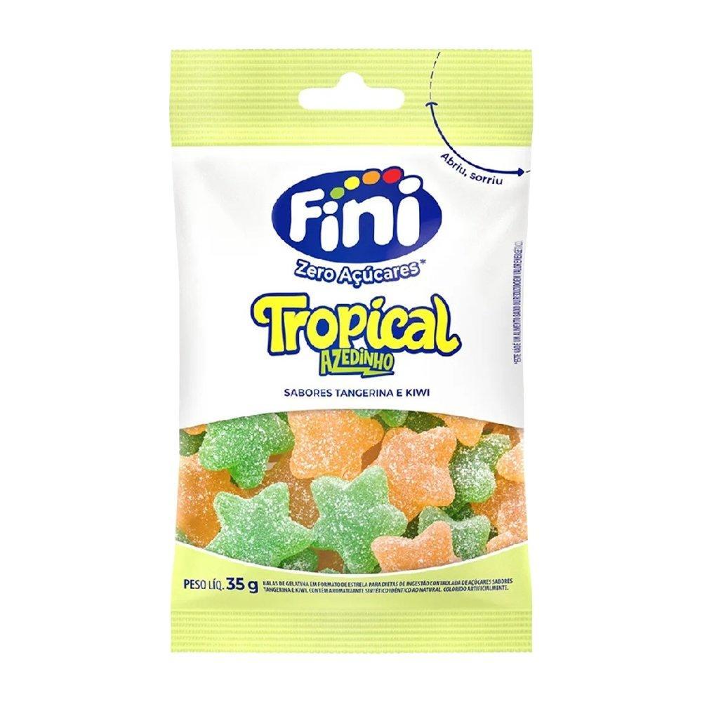 Bala Fini Gelatina Tropical Zero Açúcar 35g - Embalagem com 24 Unidades