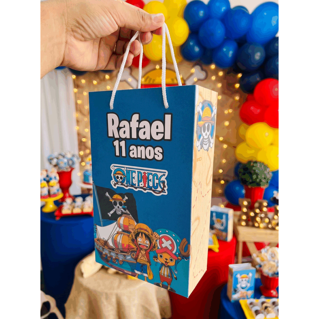 Sacolinha Personalizada com Nome e Idade - Tema One Piece - Lembrancinha Aniversário - Pegue e Monte