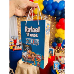 Sacolinha Personalizada com Nome e Idade - Tema One Piece - Lembrancinha Aniversário - Pegue e Monte