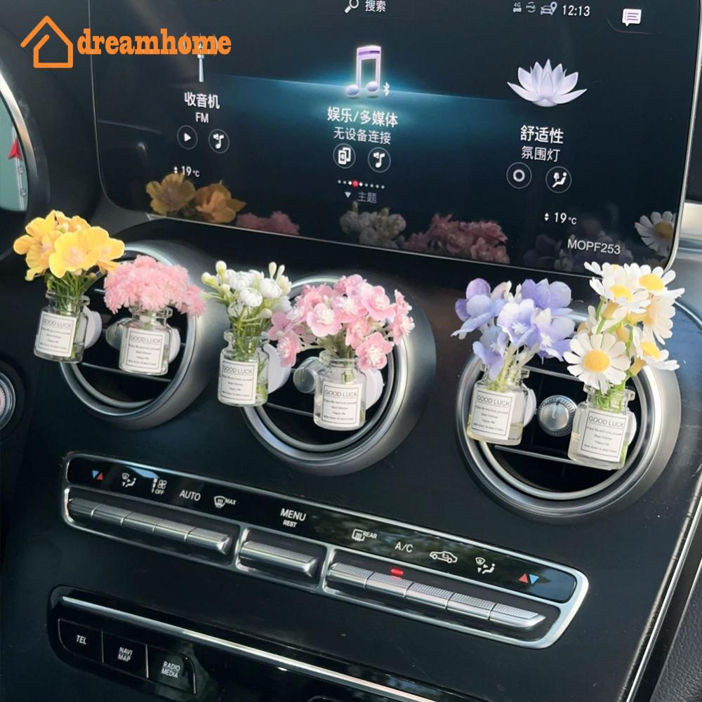 DREAMHOME Mini Saída De Ar Do Carro Decoração Ornamentos Babysbreath Jasmim Vaso Vidro Micro Paisagem Console Interior P