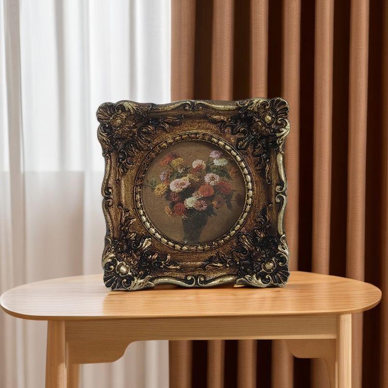 Mesa de configuração de moldura de foto retrô europeia 20cm 23cm 8 resina Oval desgastada moldura criativa decoração de
