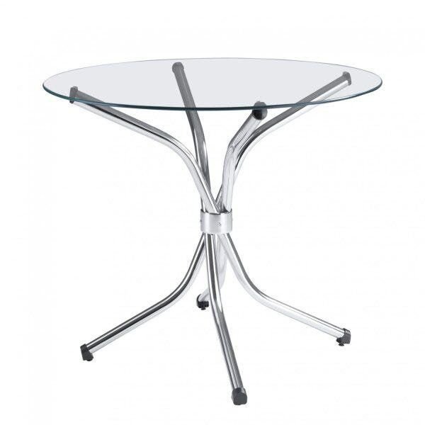 Mesa de Vidro Redonda 4150 Transparente/Cromado Cromado