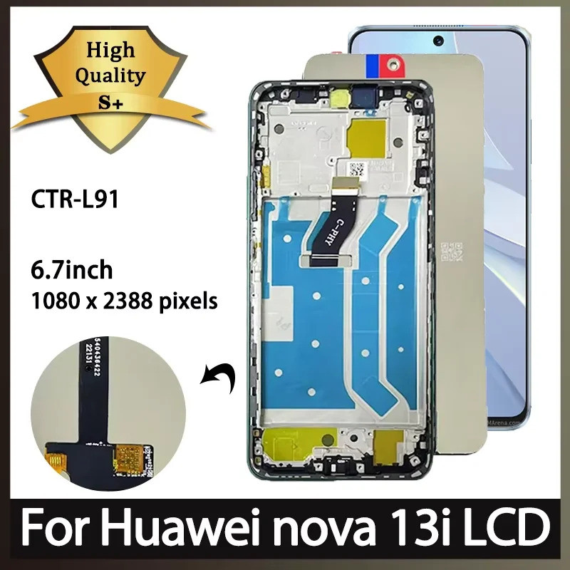 CTR-L91 Premium Lcd Para Huawei nova 13i Display Tela De Toque Digitador Assembléia Nova13i Com Quadro