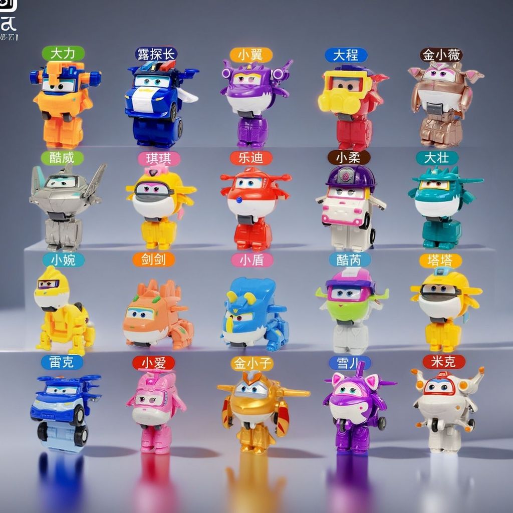 Brinquedo Robô Transformável Mini Super Wings Original da Audi: Jett, Dodo, Coolwing, Little Love, Chefe de Polícia, Tam