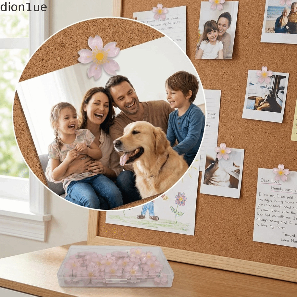 DION1UE 20/30 Peças De Alfinetes De Flor , Cabeças Em Forma Tachinhas De Cerejeira De Resina Durável , Material De Metal