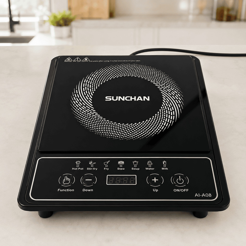 Fogão Cooktop Indução Uma Boca Portátil Elétrico Vidro Touch 2000W Cozinha Inteligente CHEF D