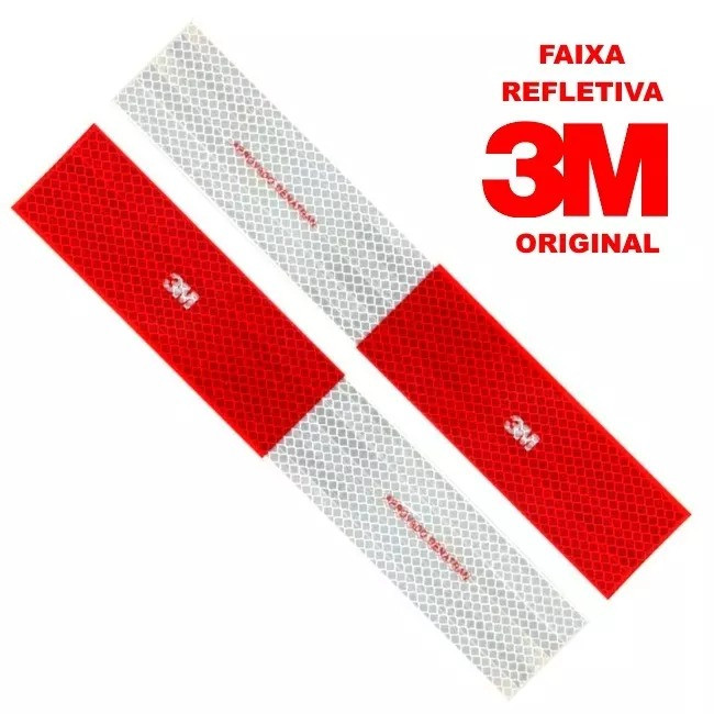 Imagem Kit 2 Faixa Refletiva Lateral Vermelho Branco Lado Direito 30x05CM 3M