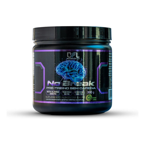 Pre Treino No Break Bfl Com Teacrina 300g Zero Cafeina Foco Energia