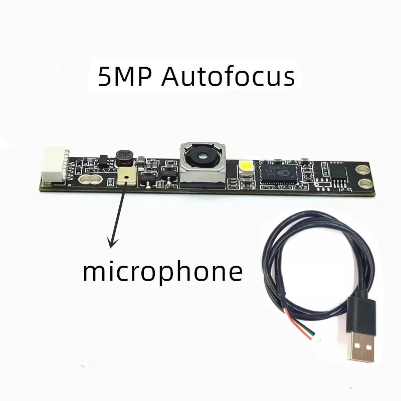 Módulo de Câmera USB 5MP OV5640 com Resolução de 2592x1944 para Laptop, PC e Computador, Módulo de Webcam com Autofoco e