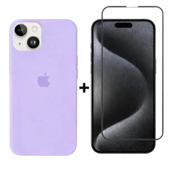 Kit 2em1 Case Silicone Colorida Para iPhone XR 11 12 13 14 15 16 + Película Vidro 3D Temperado - Kit Premium