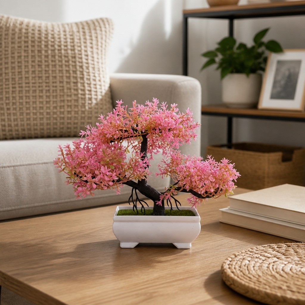 Planta Artificial Bonsai Realista Decoração Enfeite Mini árvore Com Vaso