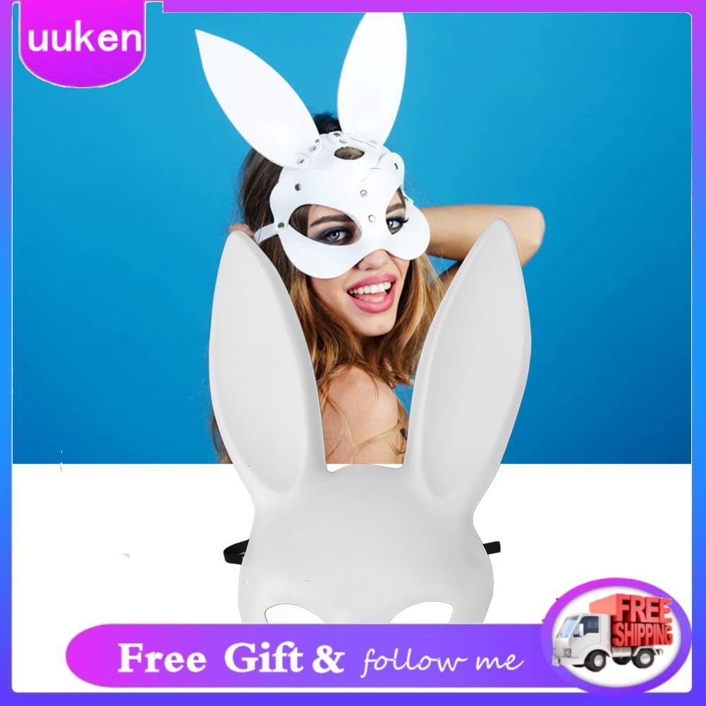 Uukendh ZJchao Mulheres Coelho Máscara Halloween Rosto Adorável Fantasia Cosplay Meia Festa Acessório para Suprimentos