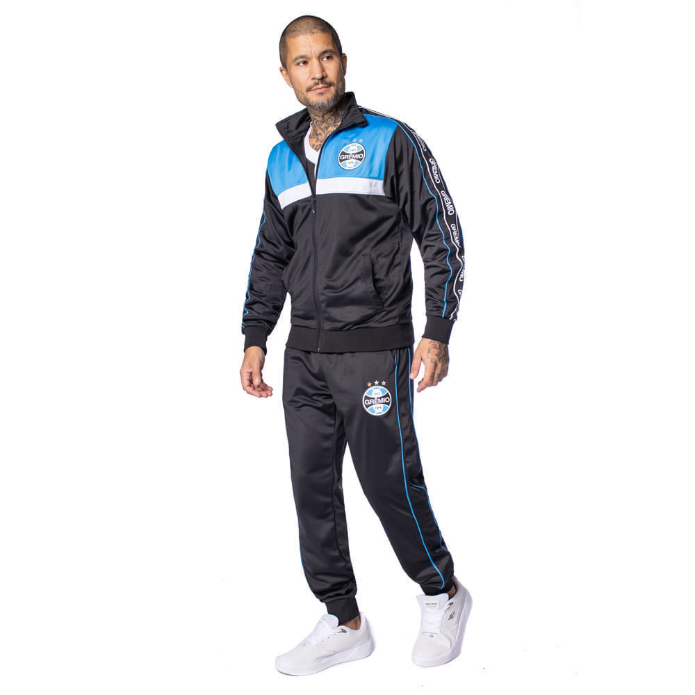 Agasalho Masculino Lotus Grêmio Tape 26 Preto/Azul Turquesa