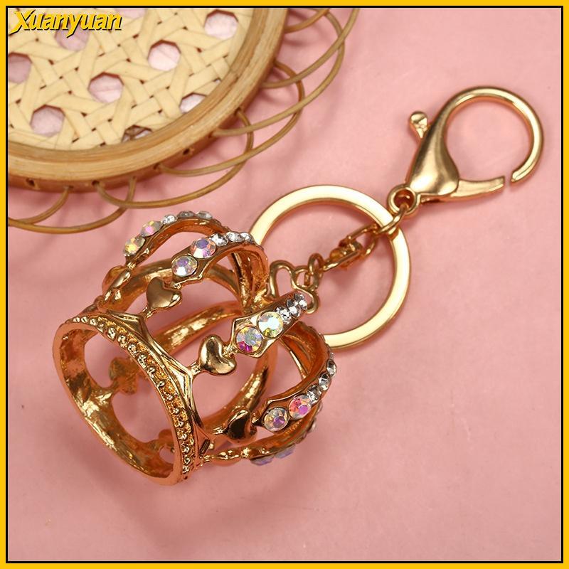XYuan Moda Coroa De Cristal Esmalte Metal Saco Pingente Porta-Chaves Chaveiro Para Carro Jóias Presente BR