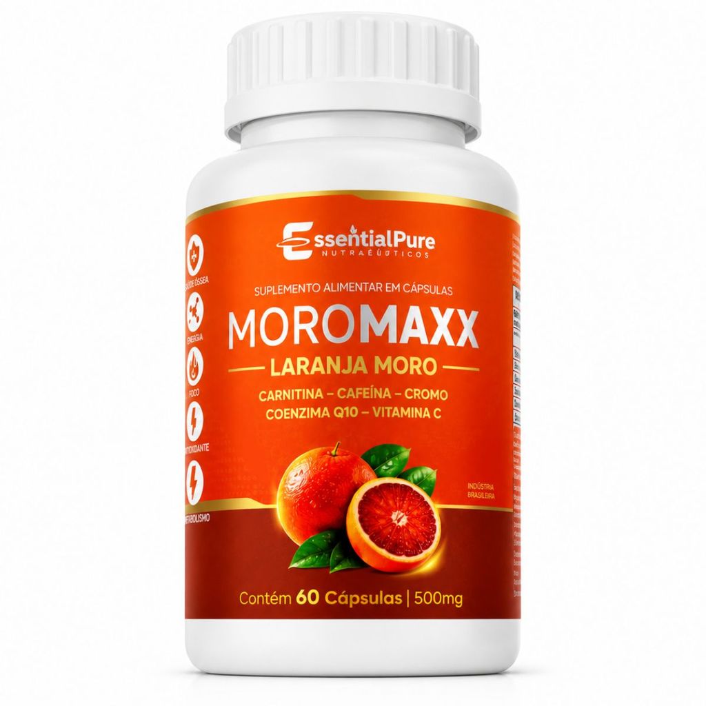 Moromaxx Laranja 60 Cápsulas Carnitina Cafeína Cromo CoQ10 Vitamina C - Essential Pure