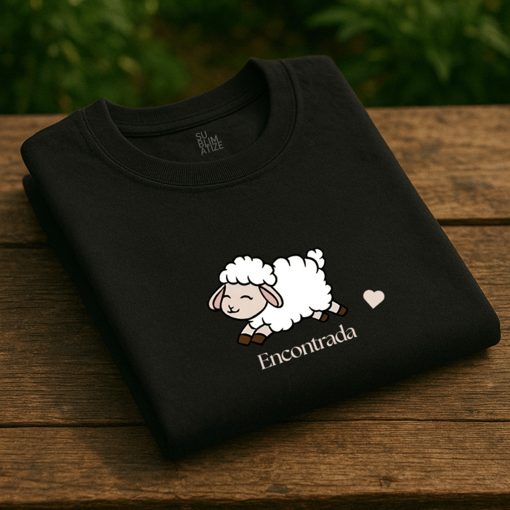 Camiseta T-Shirt Feminina Cristã Ovelha Encontrada Blusa Gospel 100% Algodão Premium