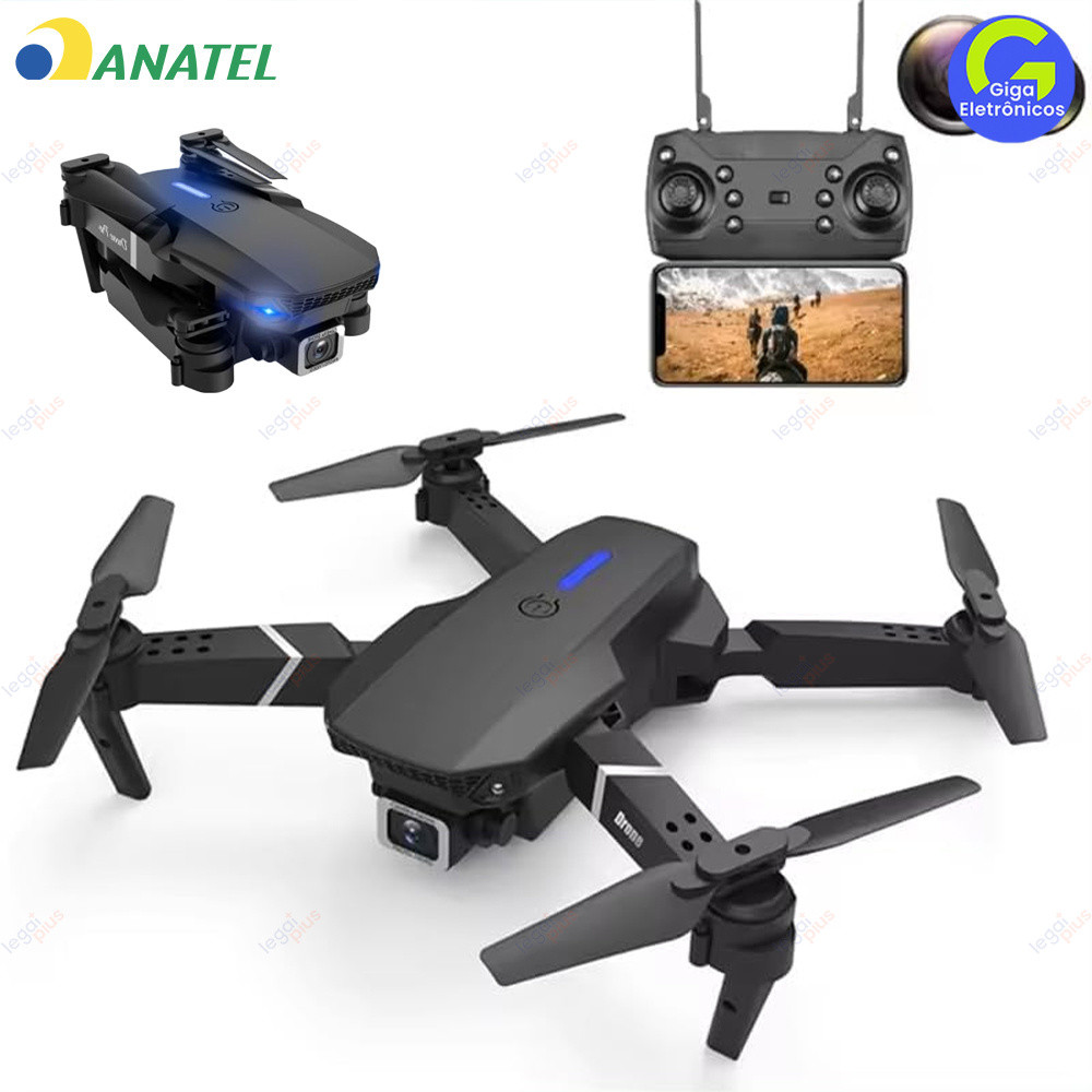 Drone E88 Profissional Câmera 4K HD Lente Ampla Quadricóptero RC FPV Fotografia Aérea