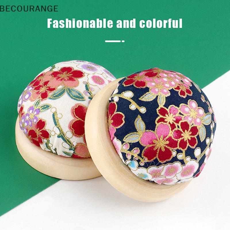 BEC Almofadas De Pino De Bordado Vintage , Almofada Meio Redonda Com Base De Madeira , Suporte De Agulha Para Artesanato