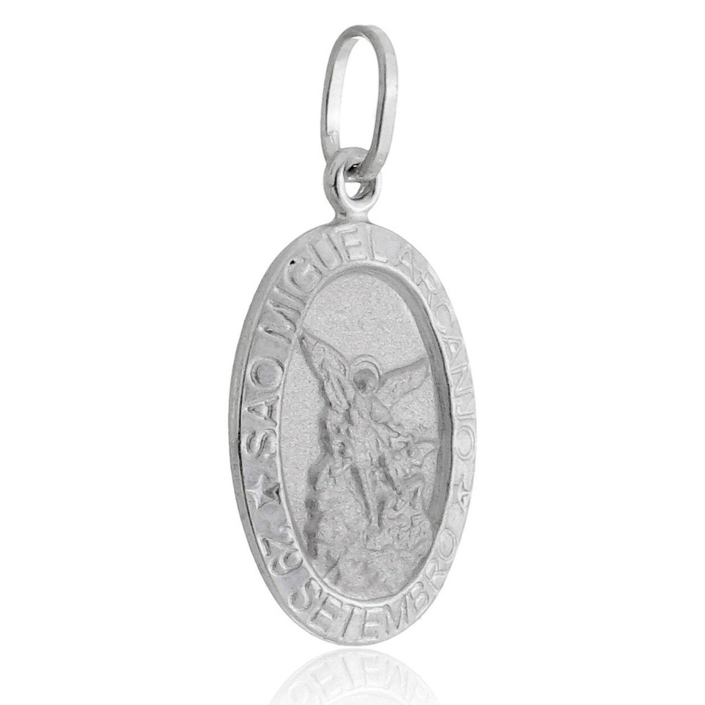 Pingente Prata 925 Medalha São Miguel Arcanjo Prata 925 - Elluxe Joias